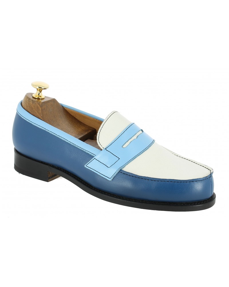 Mocassin John Mendson 2906 Dan cuir multicolore bleu alaska