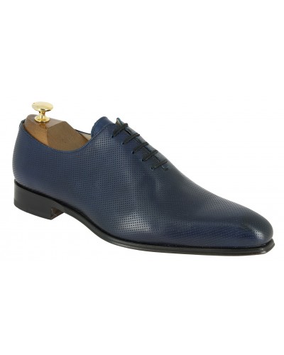 Oxford shoe Baxton  10997 Rich blue navy perforated pattern leather