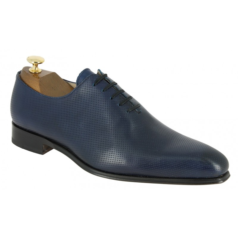 Oxford shoe Baxton  10997 Rich blue navy perforated pattern leather