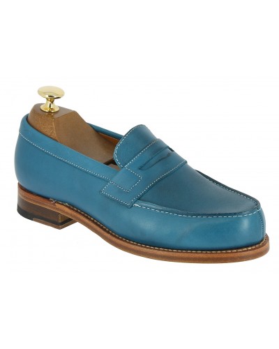 Mocassin Femme John Mendson 0622 Wendy cuir bleu gitane