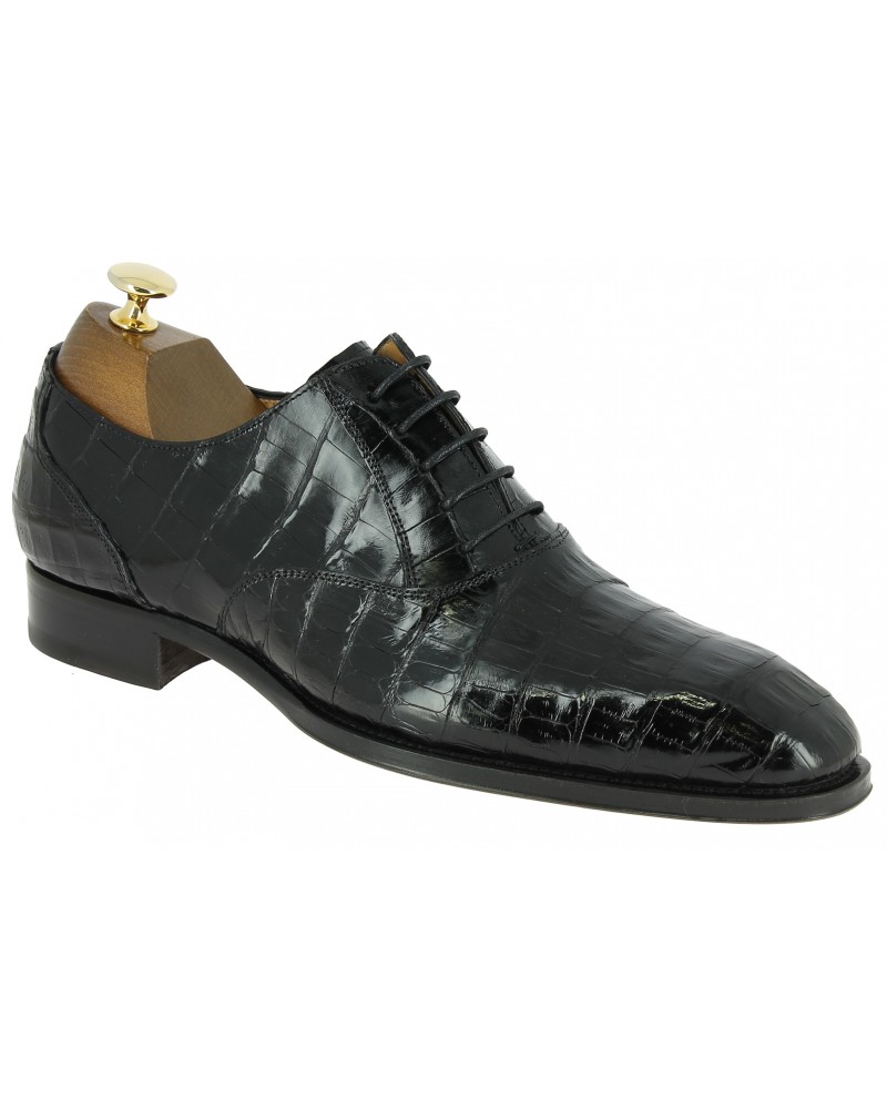 Richelieu Mezlan 4338 véritable crocodile noir