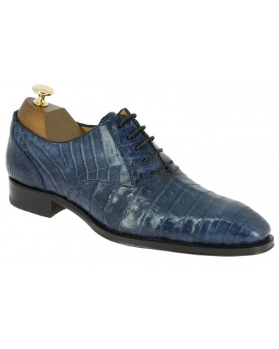 Mezlan Richelieu 4338  Genuine Navy Blue Crocodile