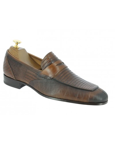 Mocassin Mezlan 4450 véritable lézard marron