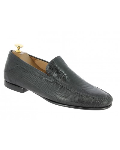 Moccasin Mezlan 7207 genuine black ostrich leg