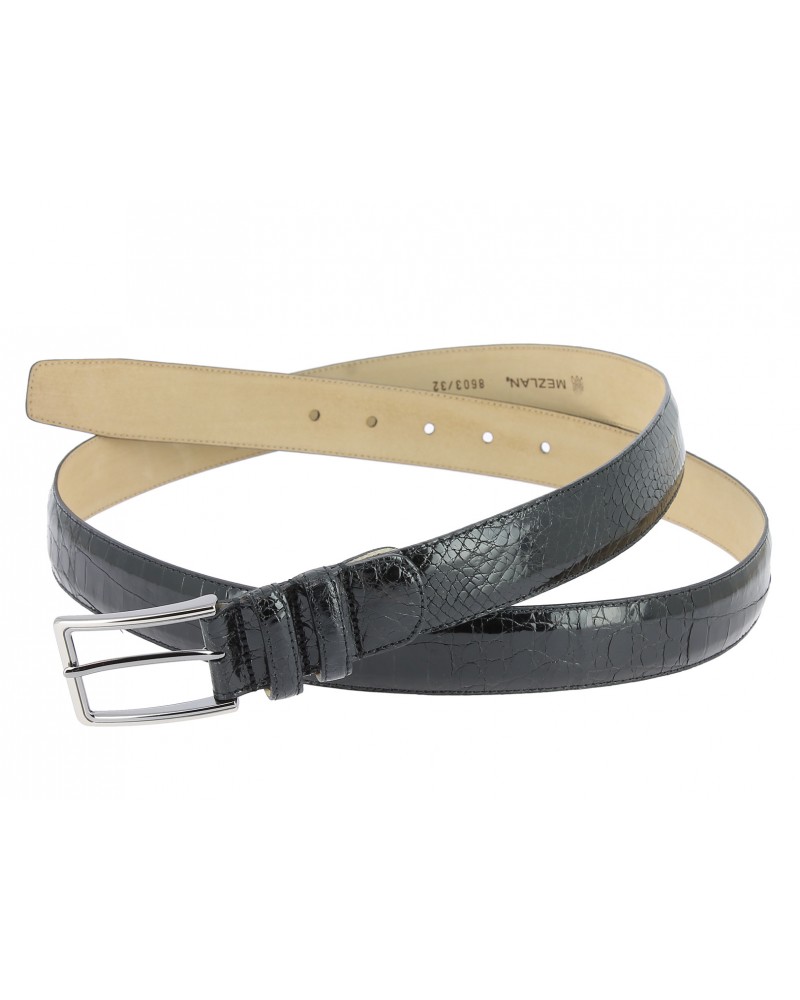 Black Crocodile Leather Belt