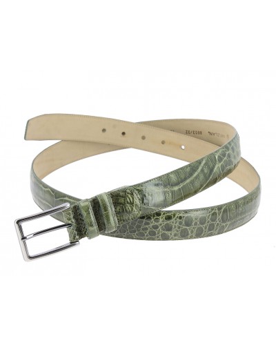 Mezlan genuine olive green crocodile leather belt