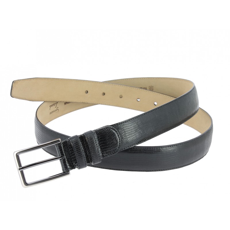 Mezlan genuine black lizard leather belt