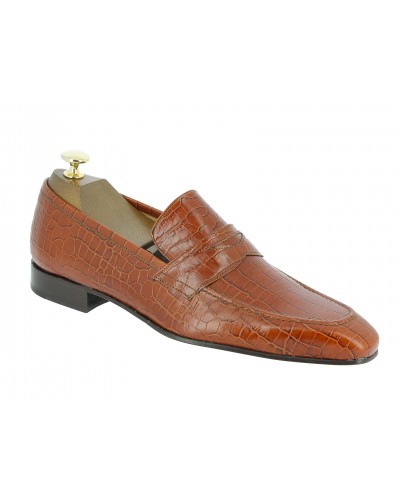 Moccasin shoe Center 51 Classico 6369 brown leather crocodile print finish