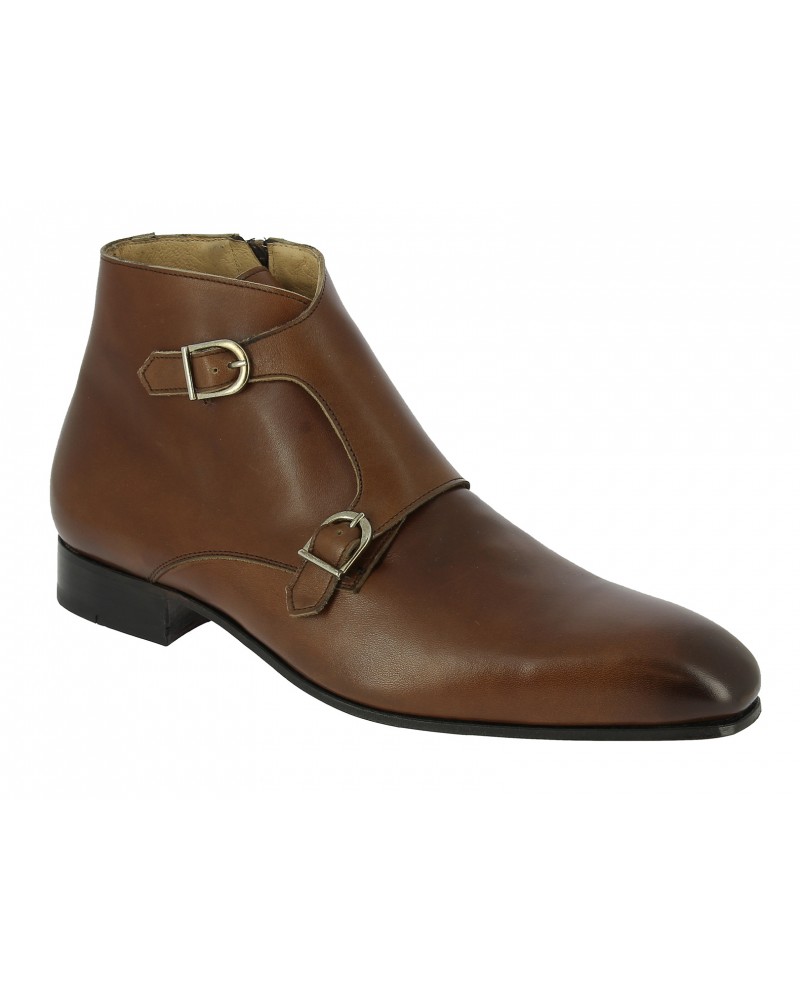 Monk strap Boot with zipper Baxton 12293 brown leather