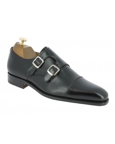 Double Monk strap shoe John Mendson 8669 Bill black leather