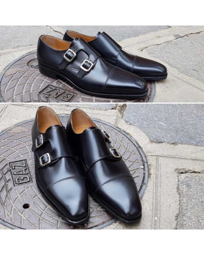 Double Monk strap shoe John Mendson 8669 Bill black leather