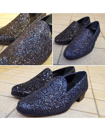 Black Glitter Loafers