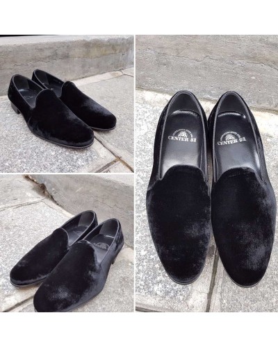 Moccasin slippers sleepers Center 51 Duke  black velvet