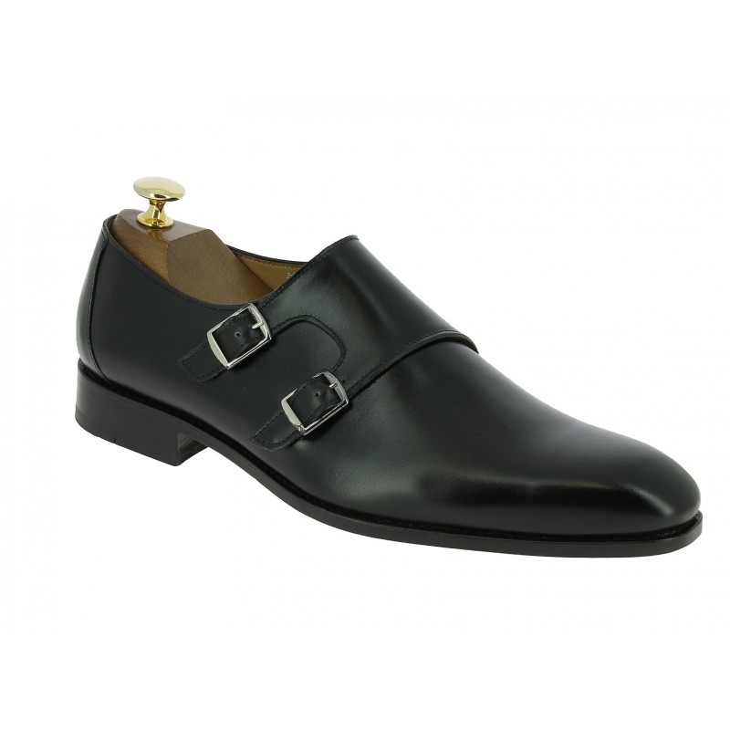chaussure double boucle marron