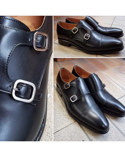 Double Monk strap shoe Berwick 2838 black leather