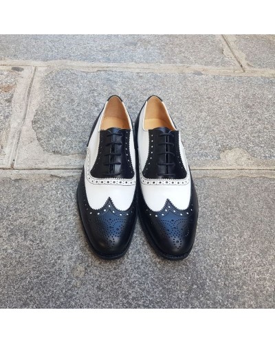 Oxford shoe Center 51  3763 Tim black and white leather