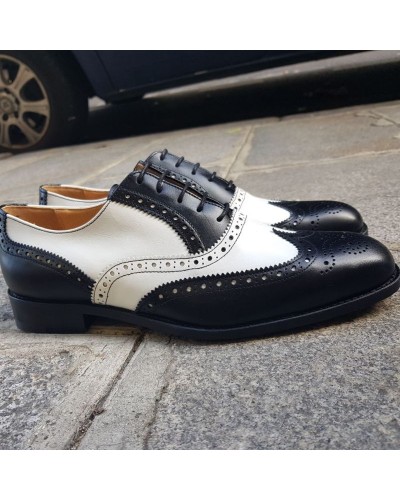 Richelieu Center 51 3763 Tim cuir bicolore noir et blanc