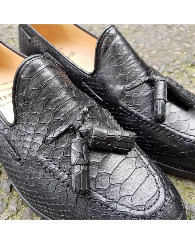 Bottines Minelli En Cuir Façon Python Noir - Taille 37 - Talon Bloc Moyen - Très Bon état (peu Portées)