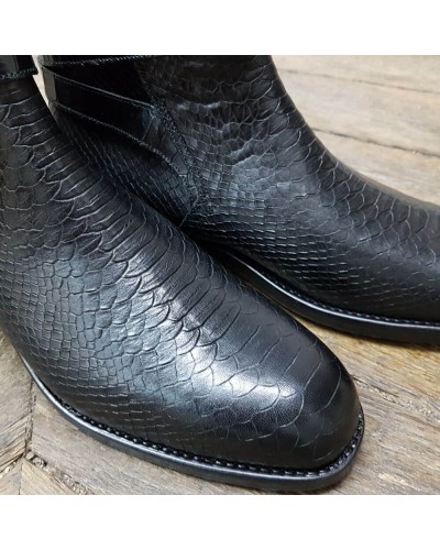 Boot John Mendson 6191 Reno black leather python print finish
