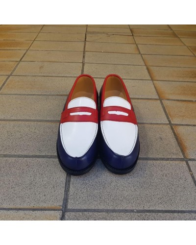 Mocassin Femme John Mendson 0622 Wendy cuir multicolore bleu blanc rouge