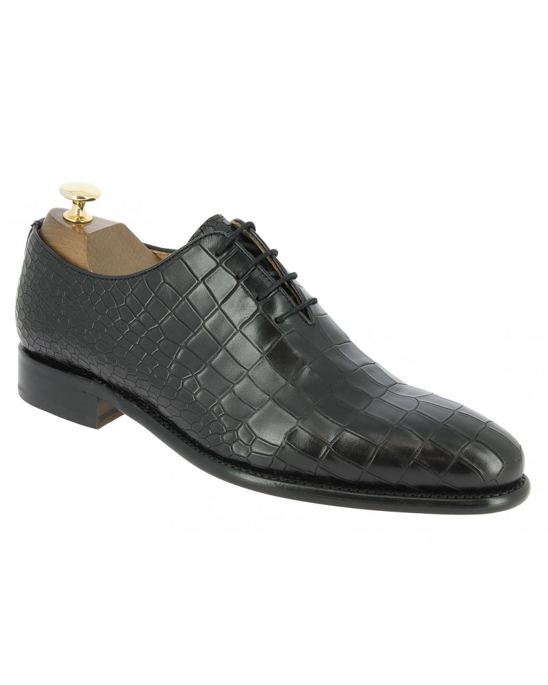 Oxford shoe Berwick 3407 black leather crocodile print finish