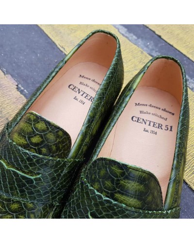 Mocassin Center 51 1961 Tod cuir façon python vert