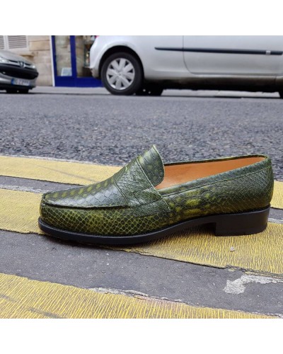 Mocassin Center 51 1961 Tod cuir façon python vert