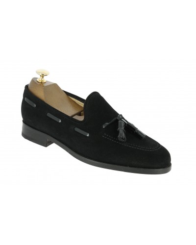 Moccasin with Pompons Center 51 3136 Will black suede with black varnished leather tassels