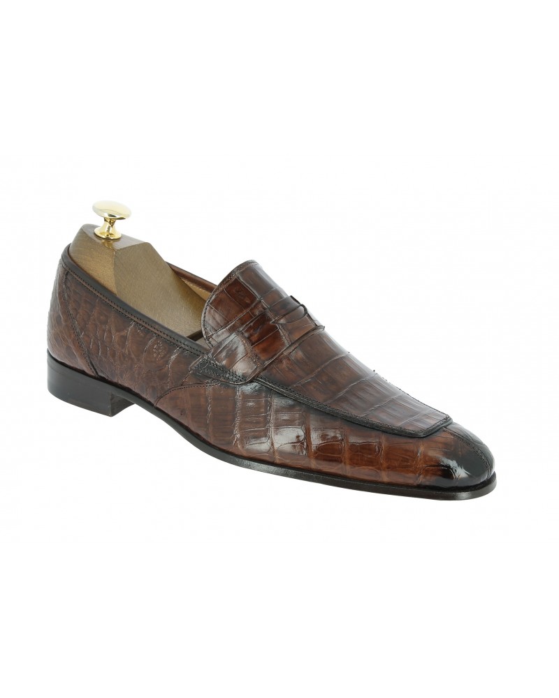 Mocassin Mezlan 4450 véritable crocodile marron