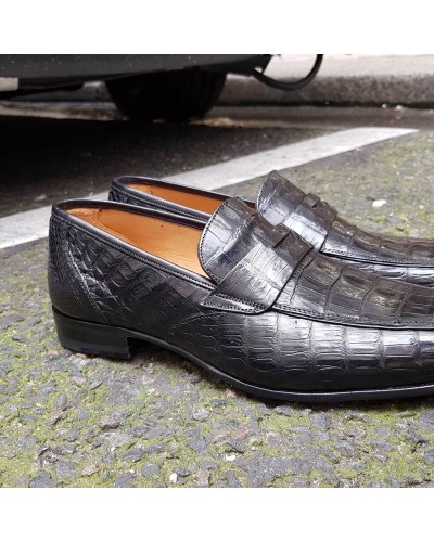 Mocassin Mezlan 4450 véritable crocodile noir