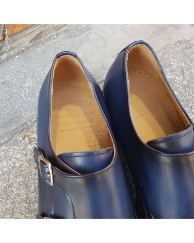 Monk strap shoe Center 51 8669 Bill navy blue leather