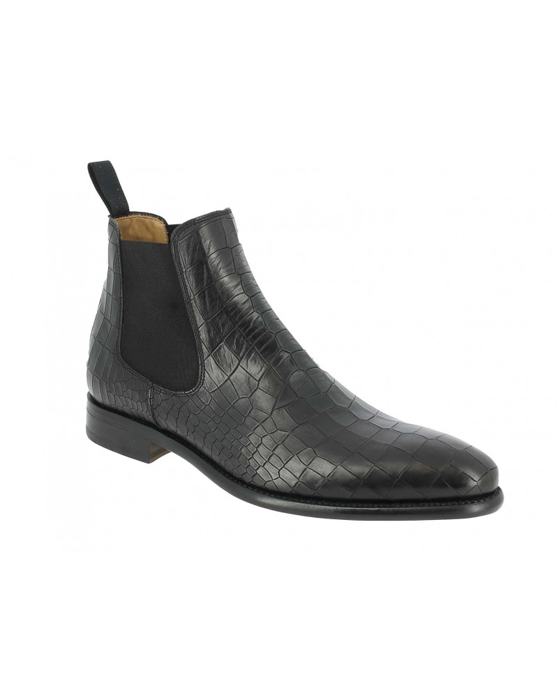Boot Berwick 946 black leather crocodile print finish