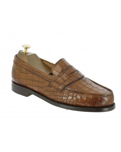 Mocassin Berwick 4456 cuir façon crocodile marron