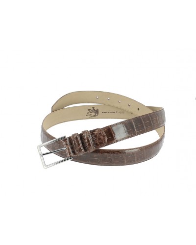 Ceinture Mezlan en véritable crocodile marron