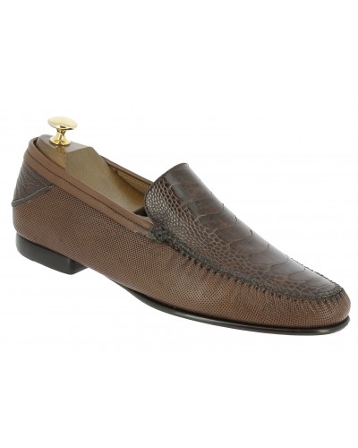 Mocassin Mezlan 7207 véritable patte d'autruche marron