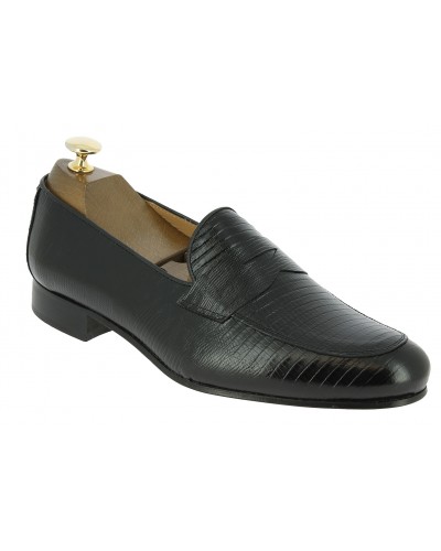 Mocassin Center 51 classico 6369 cuir façon lézard noir
