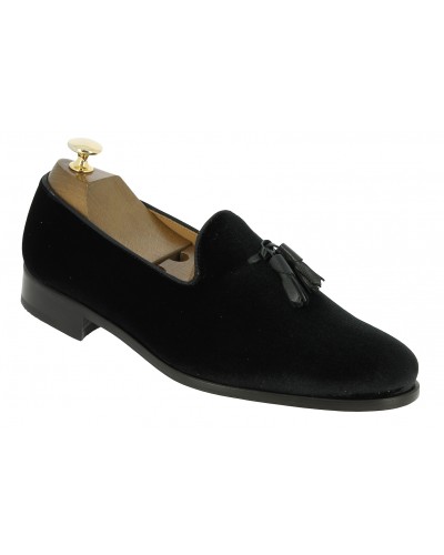 Moccasin shoe with pompons Center 51 Classico Safety black velvet