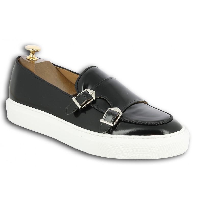 Moccasin double monk strap Sneakers Center 51 SmartKV black leather