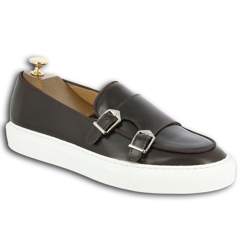 Moccasin double monk strap Sneakers Center 51 SmartKV dark brown leather