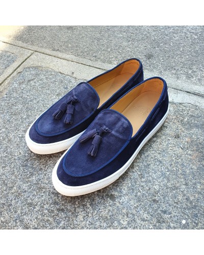 Moccasin with Pompons Sneakers Center 51 Coolest blue navy suede
