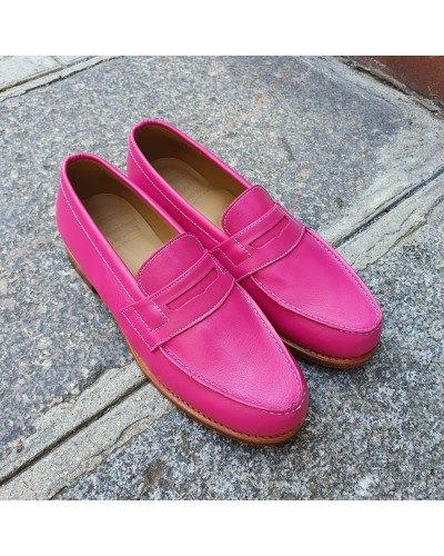 Pink leather moccasins 2025