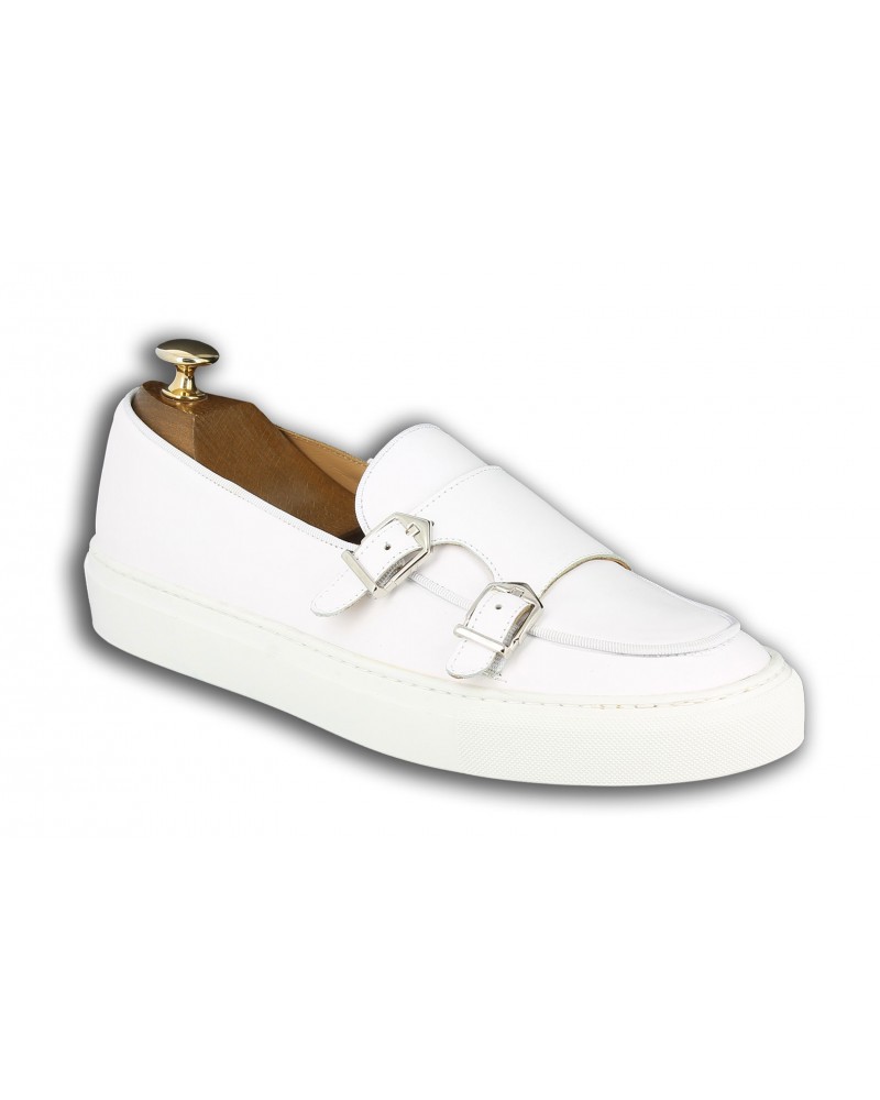 Moccasin double monk strap Sneakers Center 51 SmartKV white leather