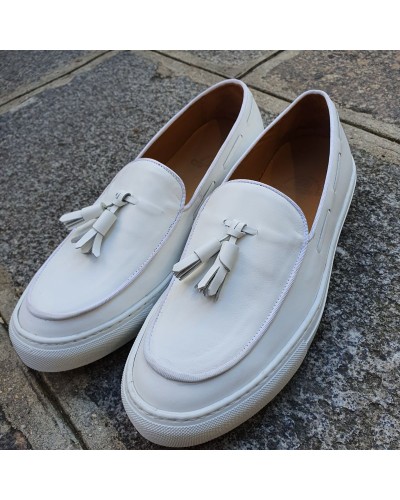 Moccasin with Pompons Sneakers Center 51 Coolest white leather