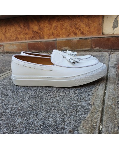 Moccasin with Pompons Sneakers Center 51 Coolest white leather