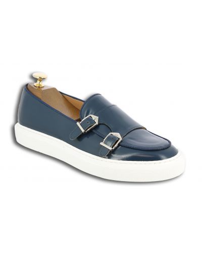 Moccasin double monk strap Sneakers Center 51 SmartKV navy blue leather