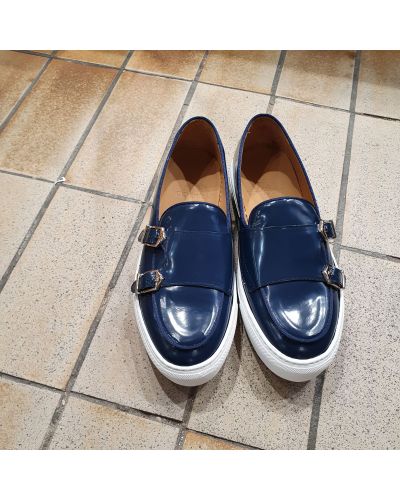 Moccasin double monk strap Sneakers Center 51 SmartKV navy blue leather