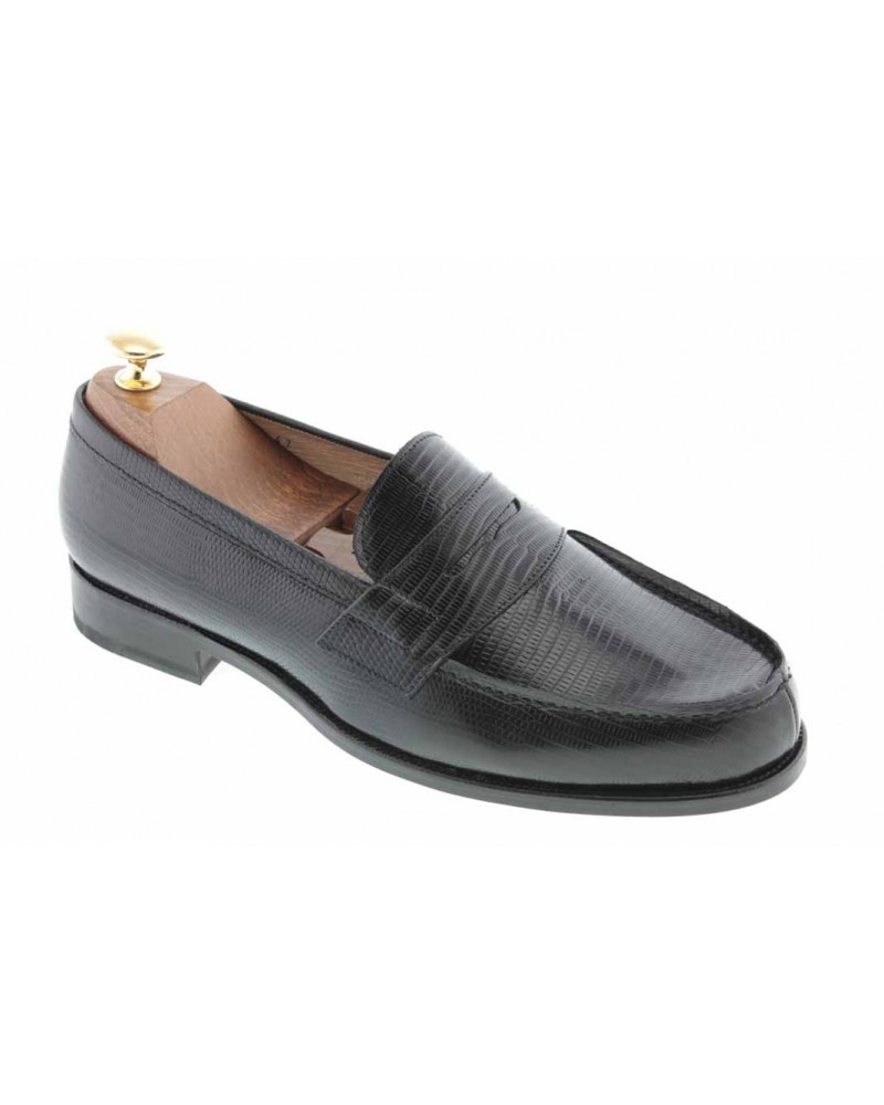 Mocassin Center 51 1961 Tod cuir façon lézard noir