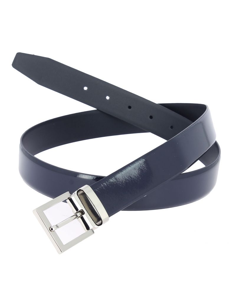 Ceinture en cuir vernis marine