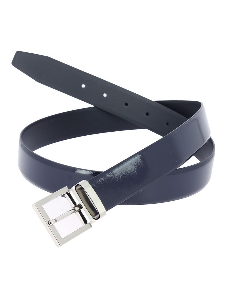 Navy blue varnished leather Belt