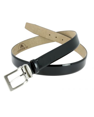 Black varnished leather Belt